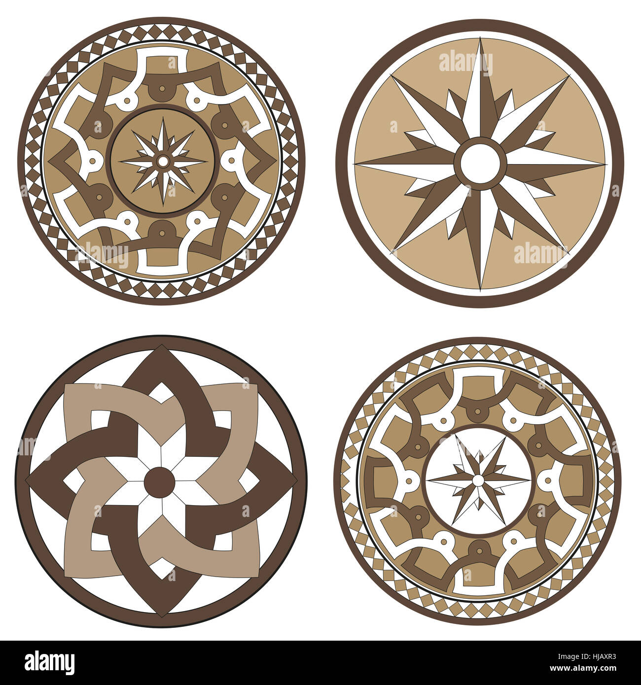 antique, vintage, silhouette, mosaics, mosaic, vignettes, figures, Stock Photo