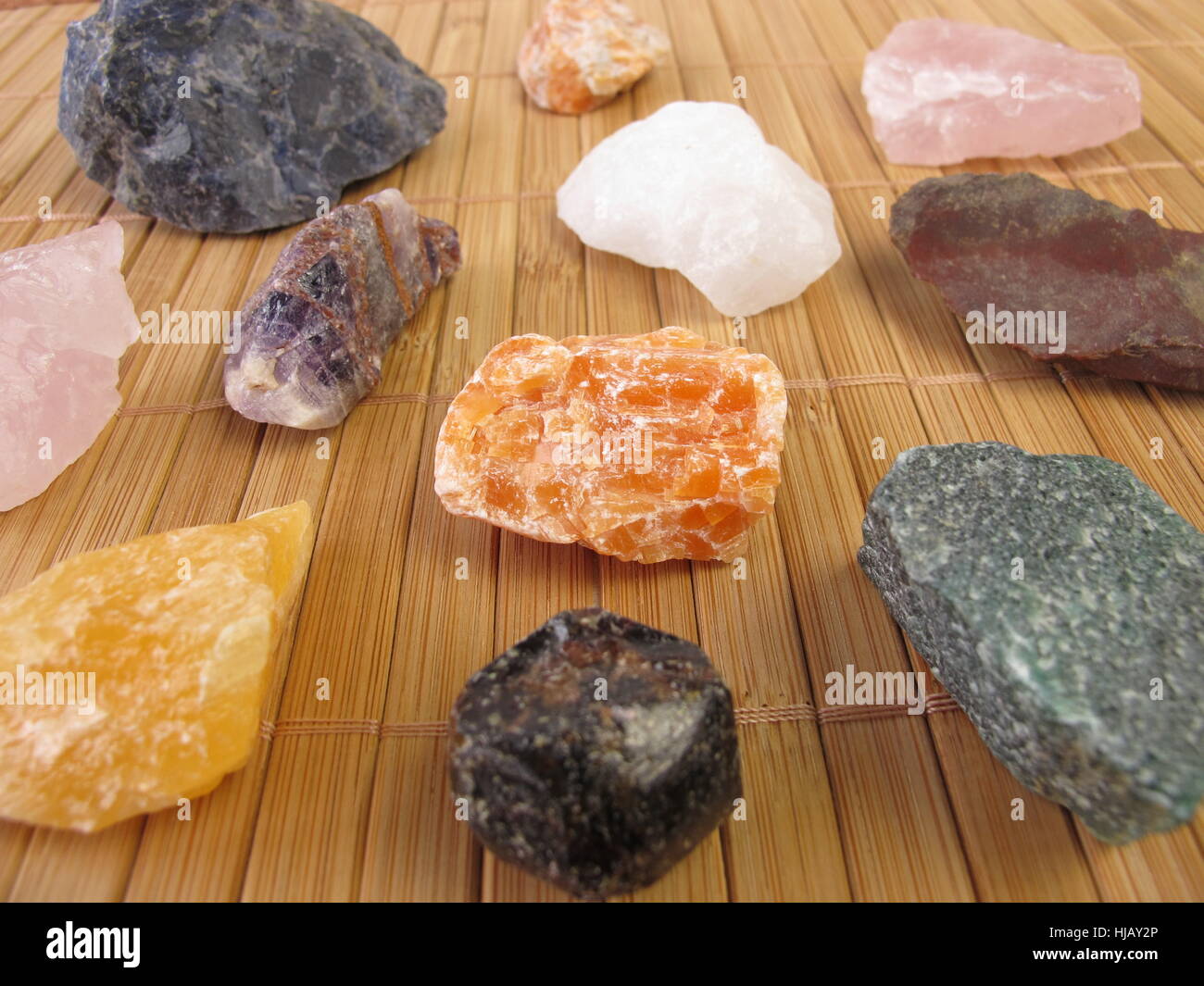 gemstones, cure, gemstones, garnet, rock crystal, minerals, naturopathy, water Stock Photo