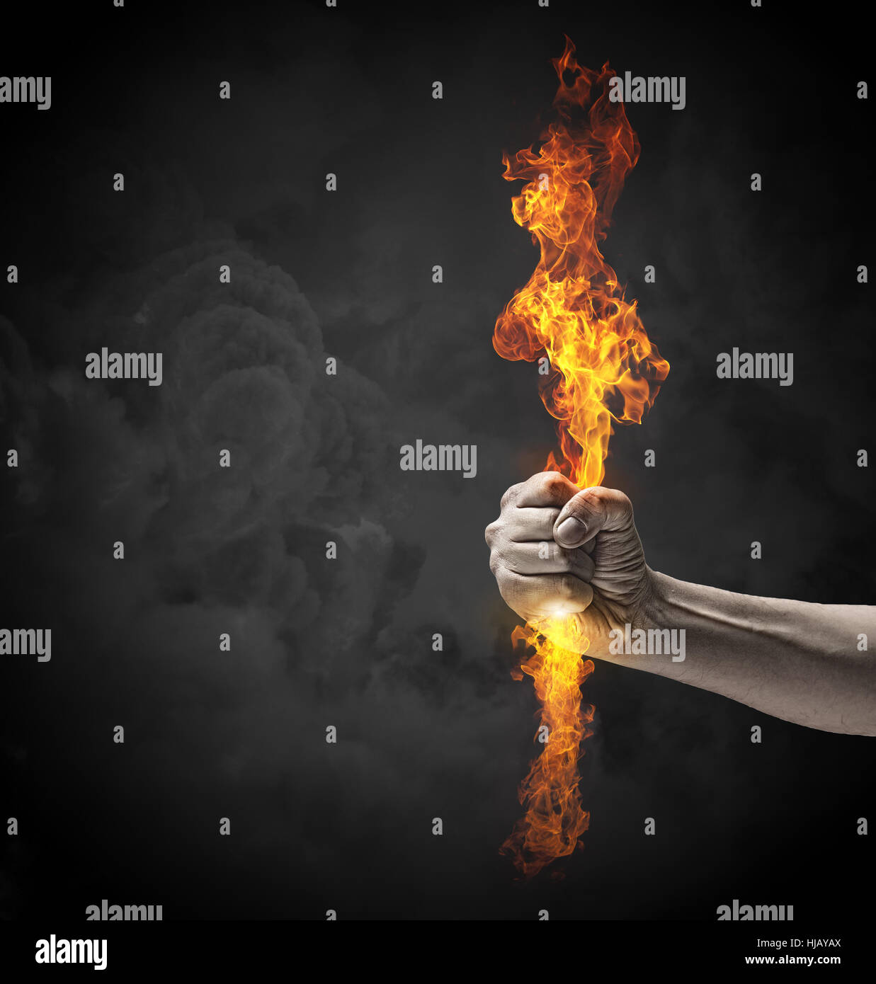 Fire Hand Stock Image Close up of human hand holding fire flame Stock Photo - Alamy