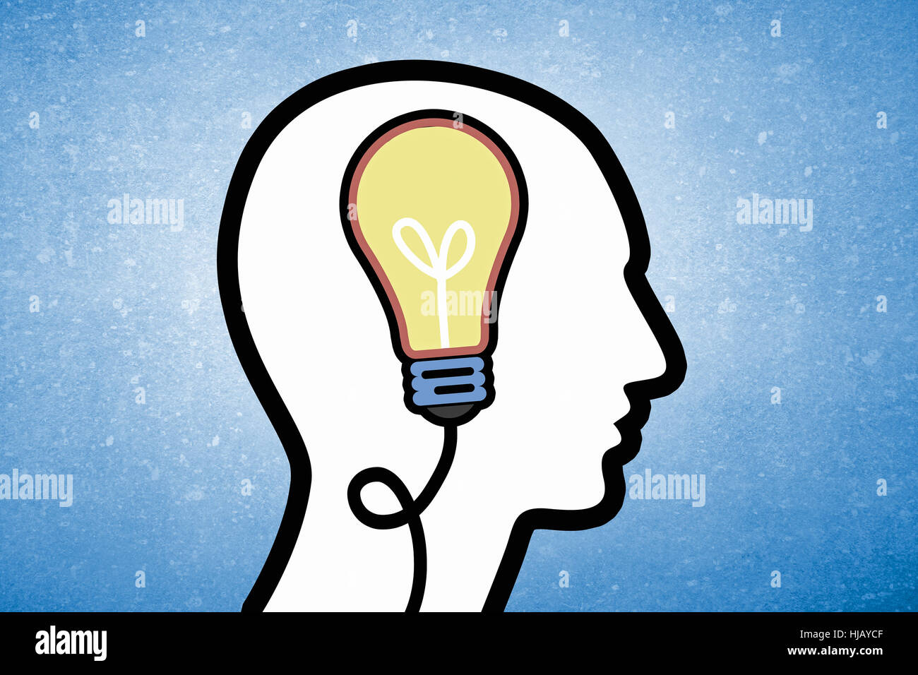 Silhouette of human head with light bulb instead of brain hi-res stock ...