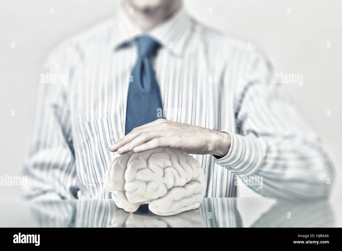 Hands of man holding with care human brain Stock Photo - Alamy