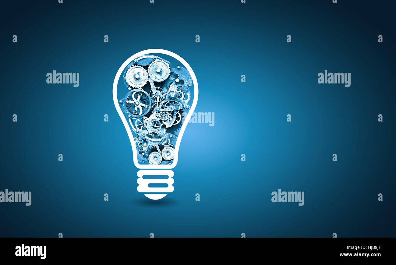Conceptual image with light bulb and cogwheels hi-res stock photography ...
