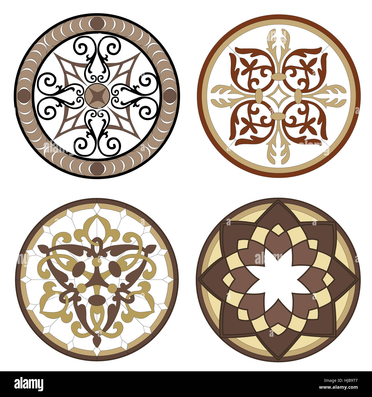 antique, vintage, silhouette, retro, mosaics, mosaic, vignettes, figures, Stock Photo