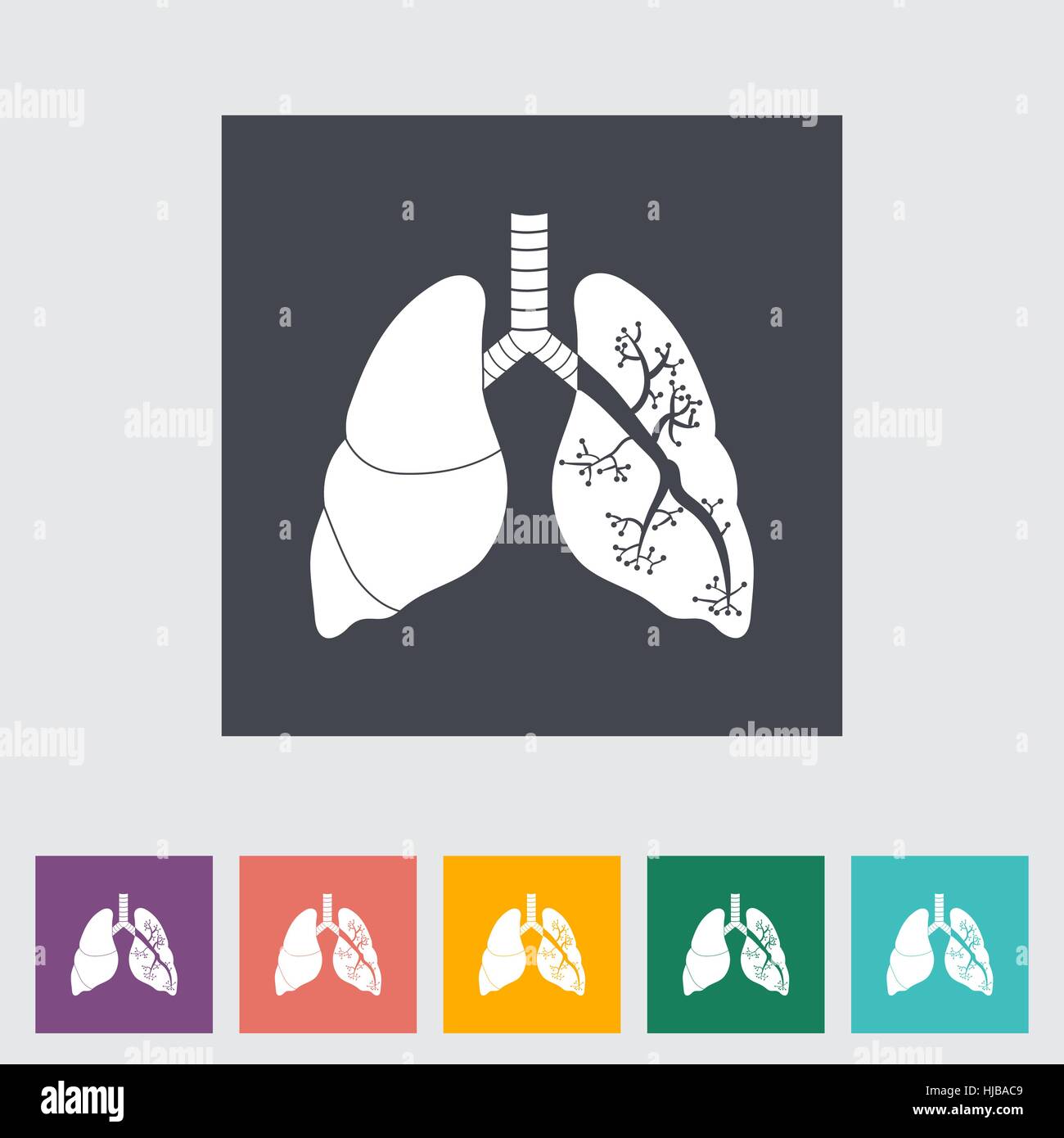Lungs in Black and White. Single flat icon. Vector illustration Stock ...