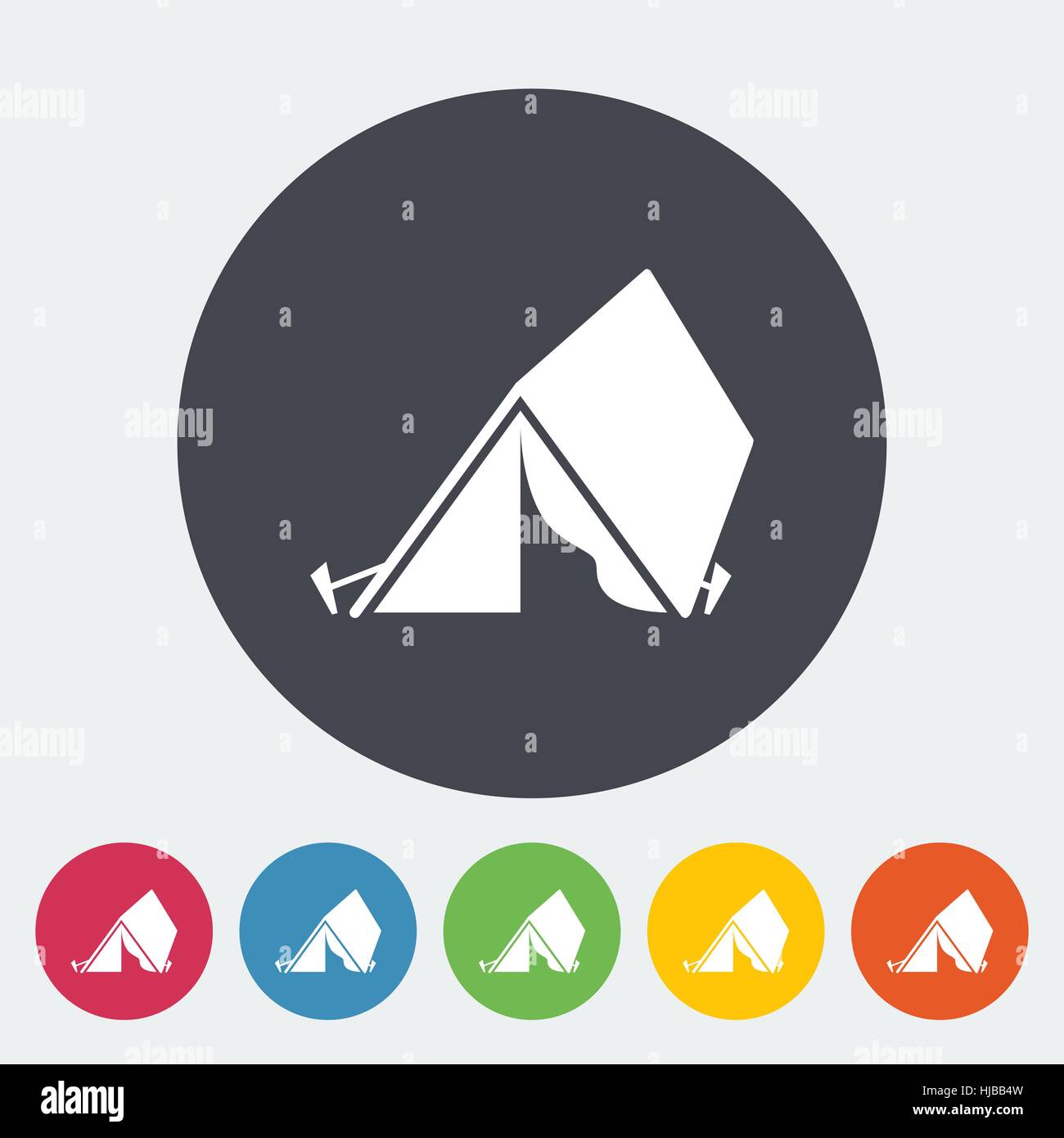 Tourist tent. Single flat icon on the button. Vector illustration Stock ...