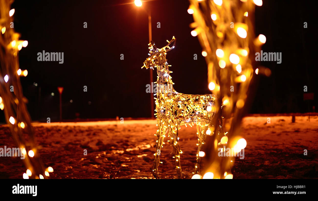Family of deer bright Christmas illuminations Stock Photo - Alamy