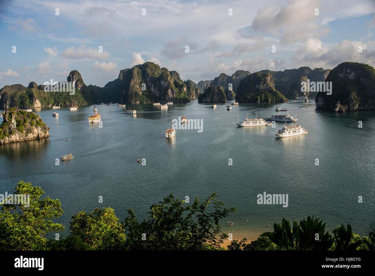 View of Ha Long Bay from Sim Soi Island, Vietnam Stock Photo