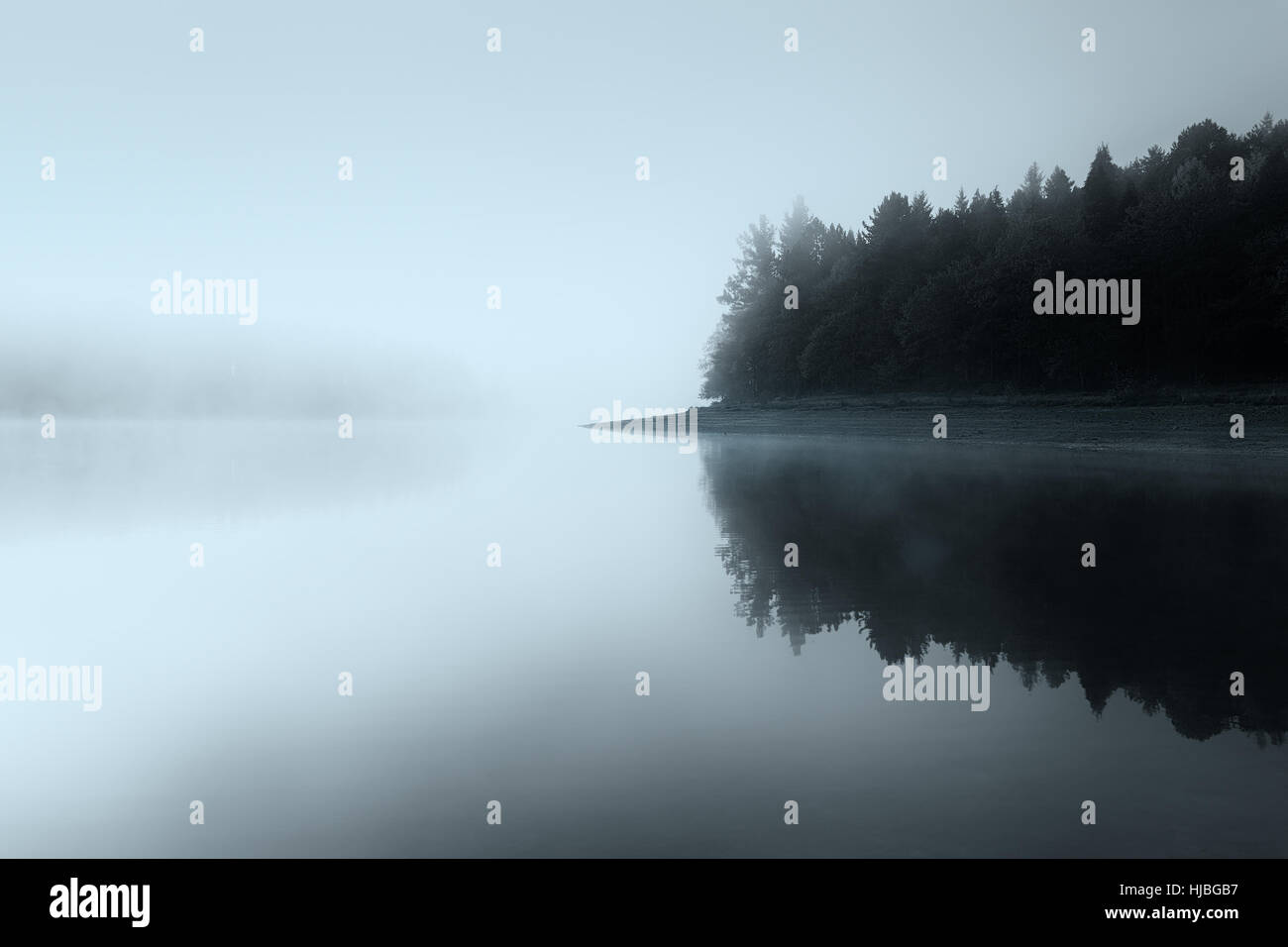 Monochrome cold lake Stock Photo