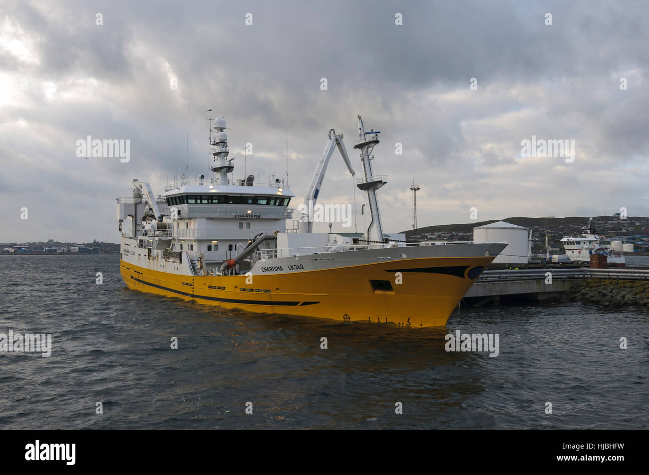 Shetland pelagic trawler unloading catch of mackerel in Lerwick. October 2012. Stock Photo