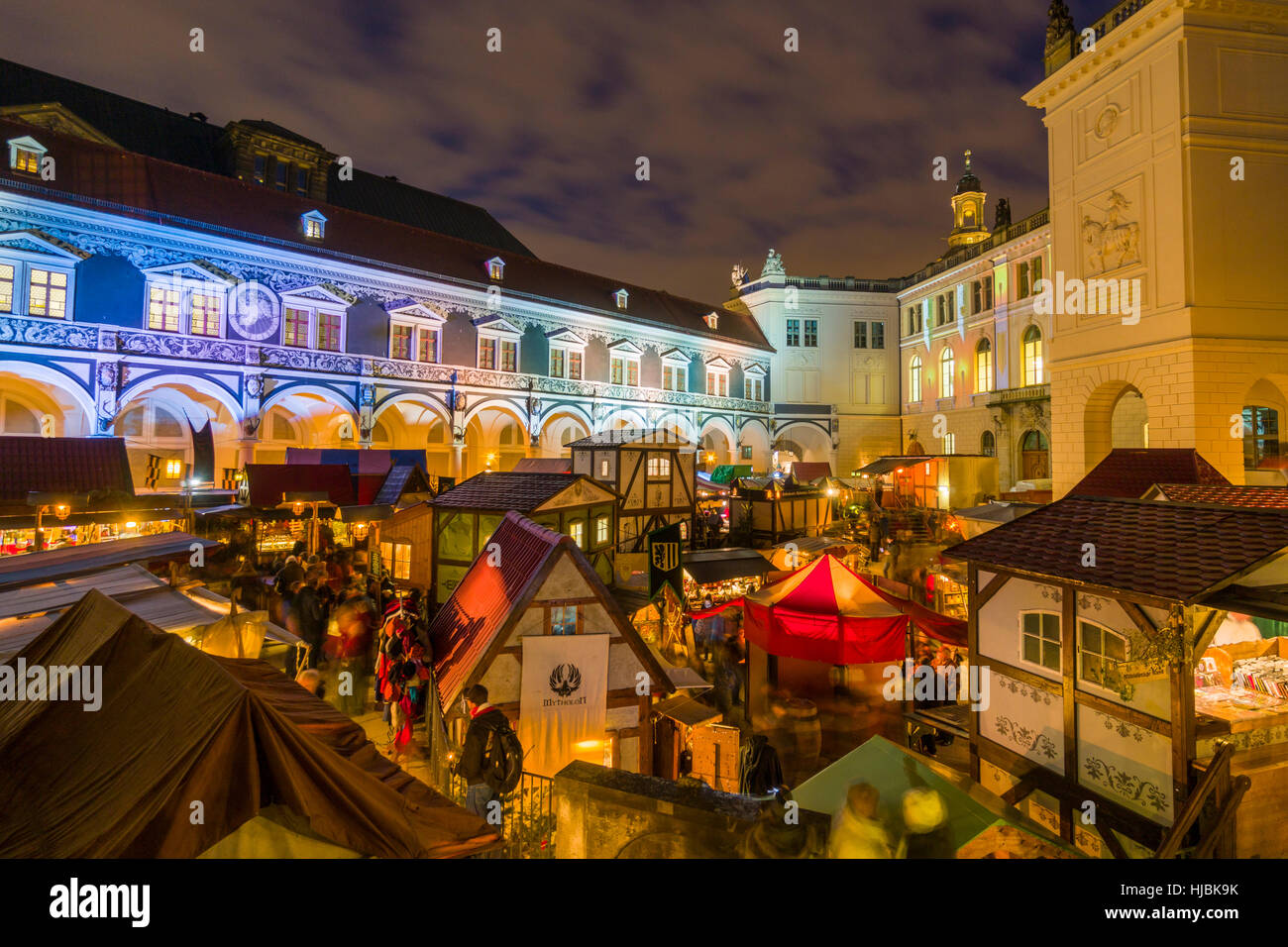 The historical, Renaissance-style Christmas market in the former horse stable Stallhof Stock Photo