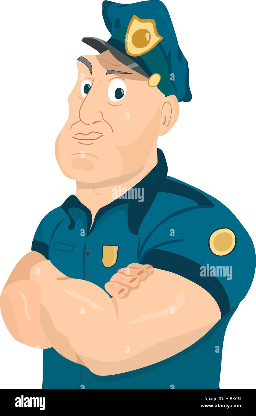 illustration of a cute cartoon policeman Stock Vector