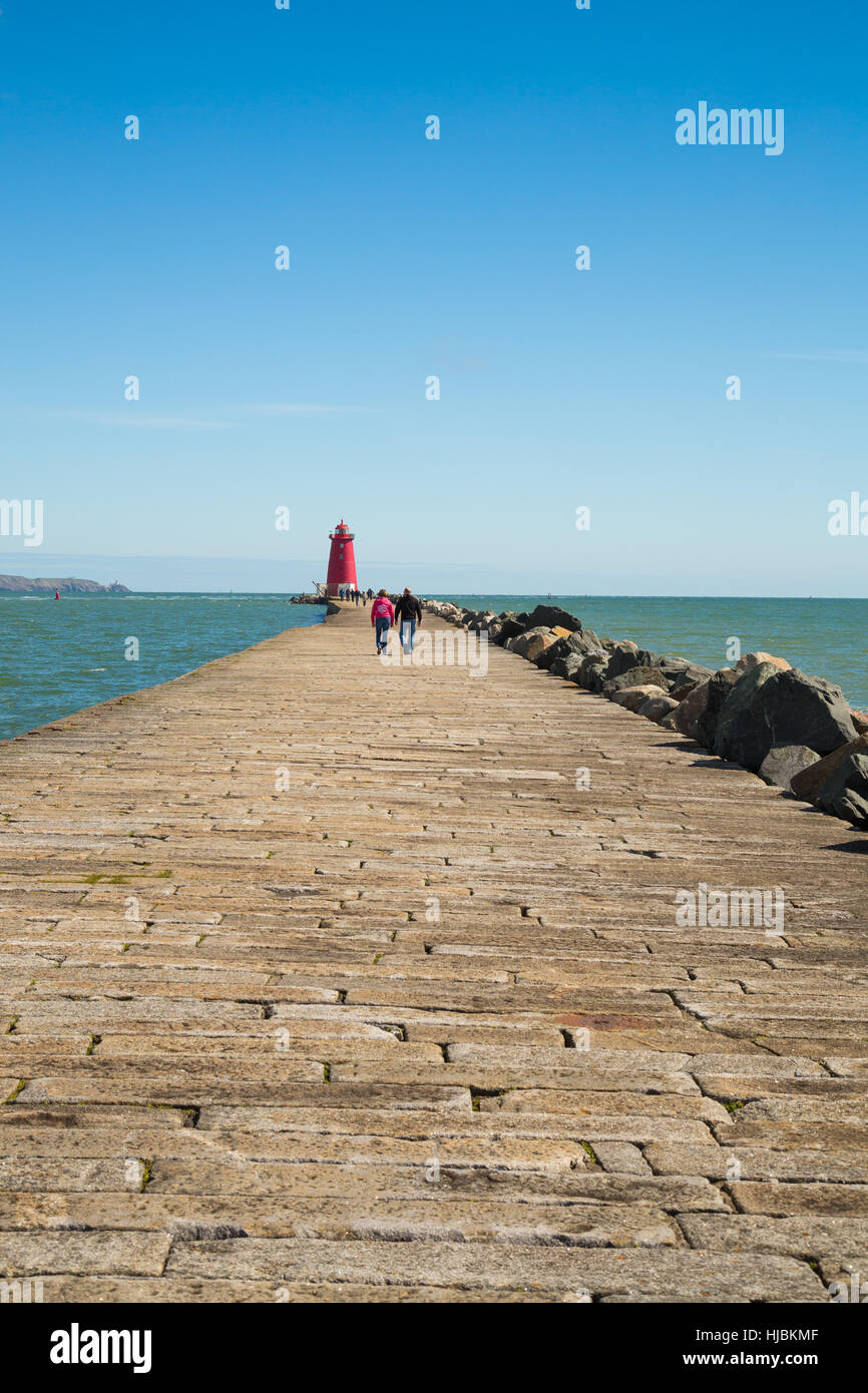 The Great South Wall and Poolbeg Lighthouse, Ringsend, Dublin, Ireland
