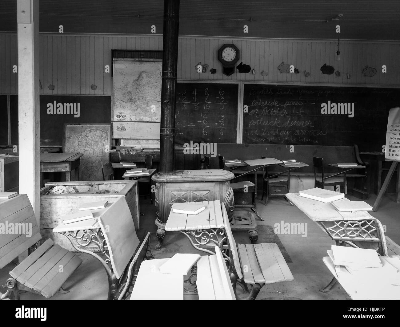 Old Classroom in Bodie Ghost Town,California,USA. Stock Photo