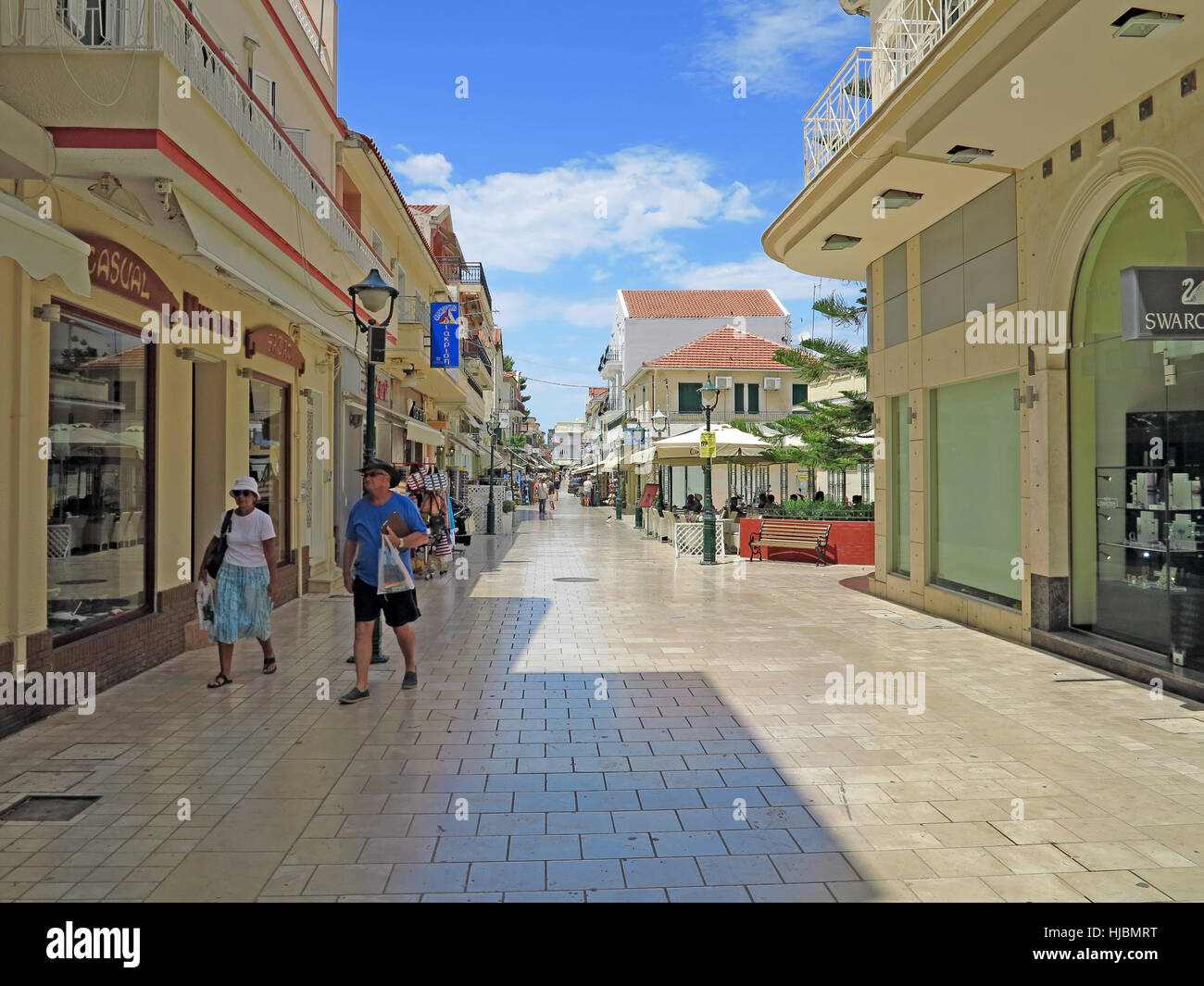 Tourists shopping in Argostoli Town, Kefalonia, Greece Stock Photo