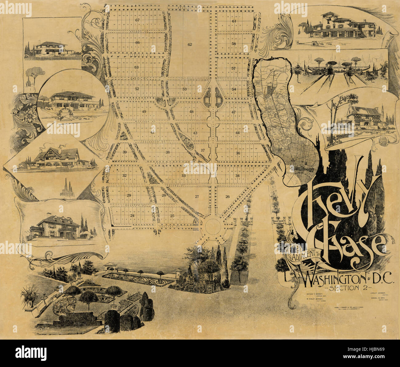 Map of Chevy Chase 1890 Stock Photo