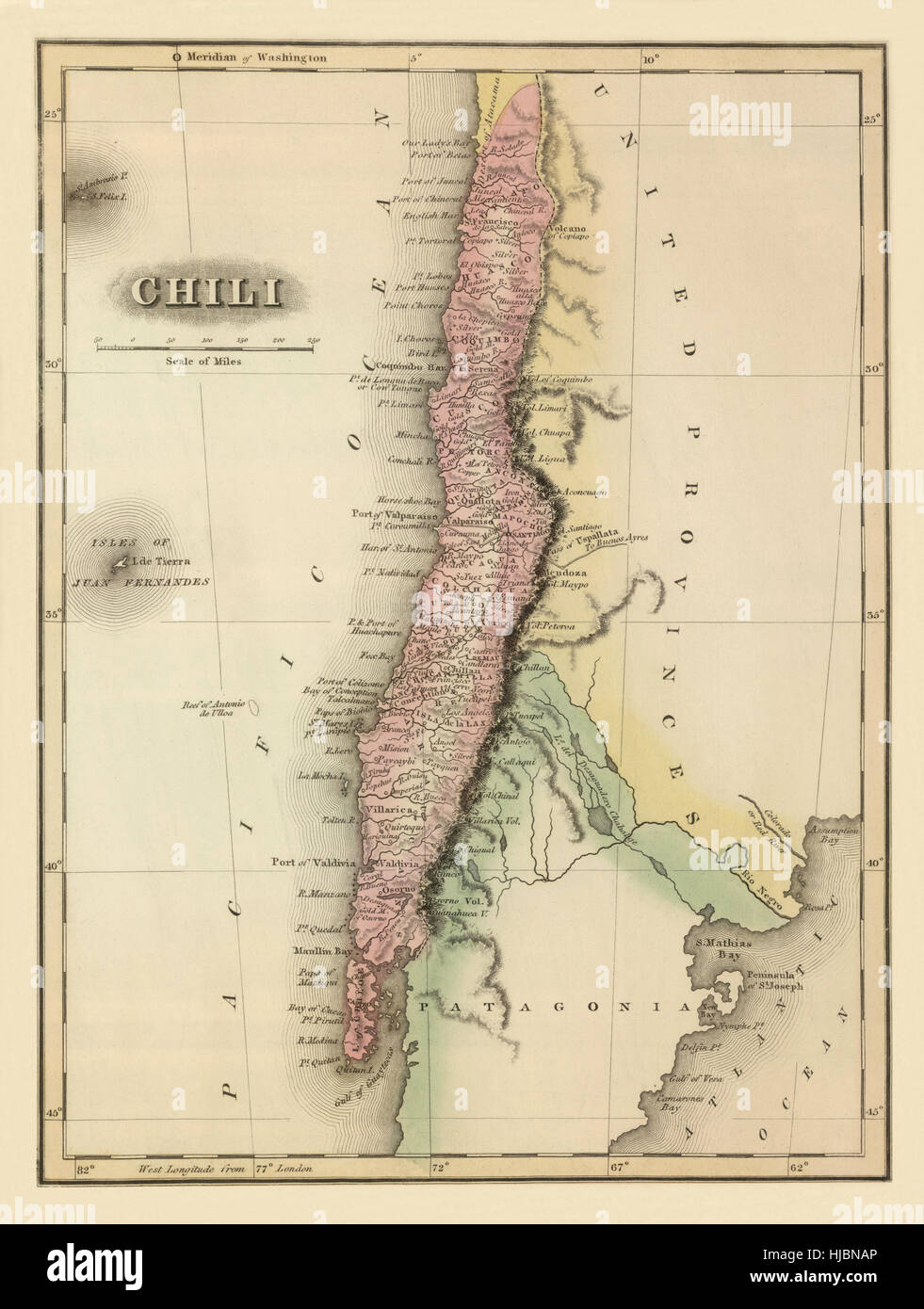 Map of Chile 1817 Stock Photo