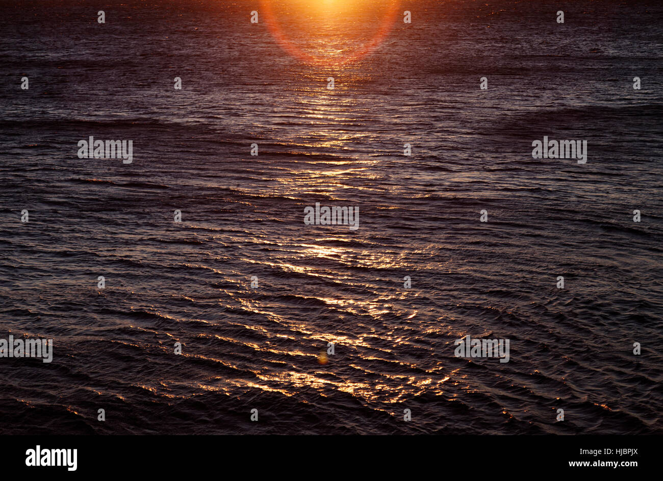 Setting sun and Pacific Ocean. Victoria, BC, Canada Stock Photo