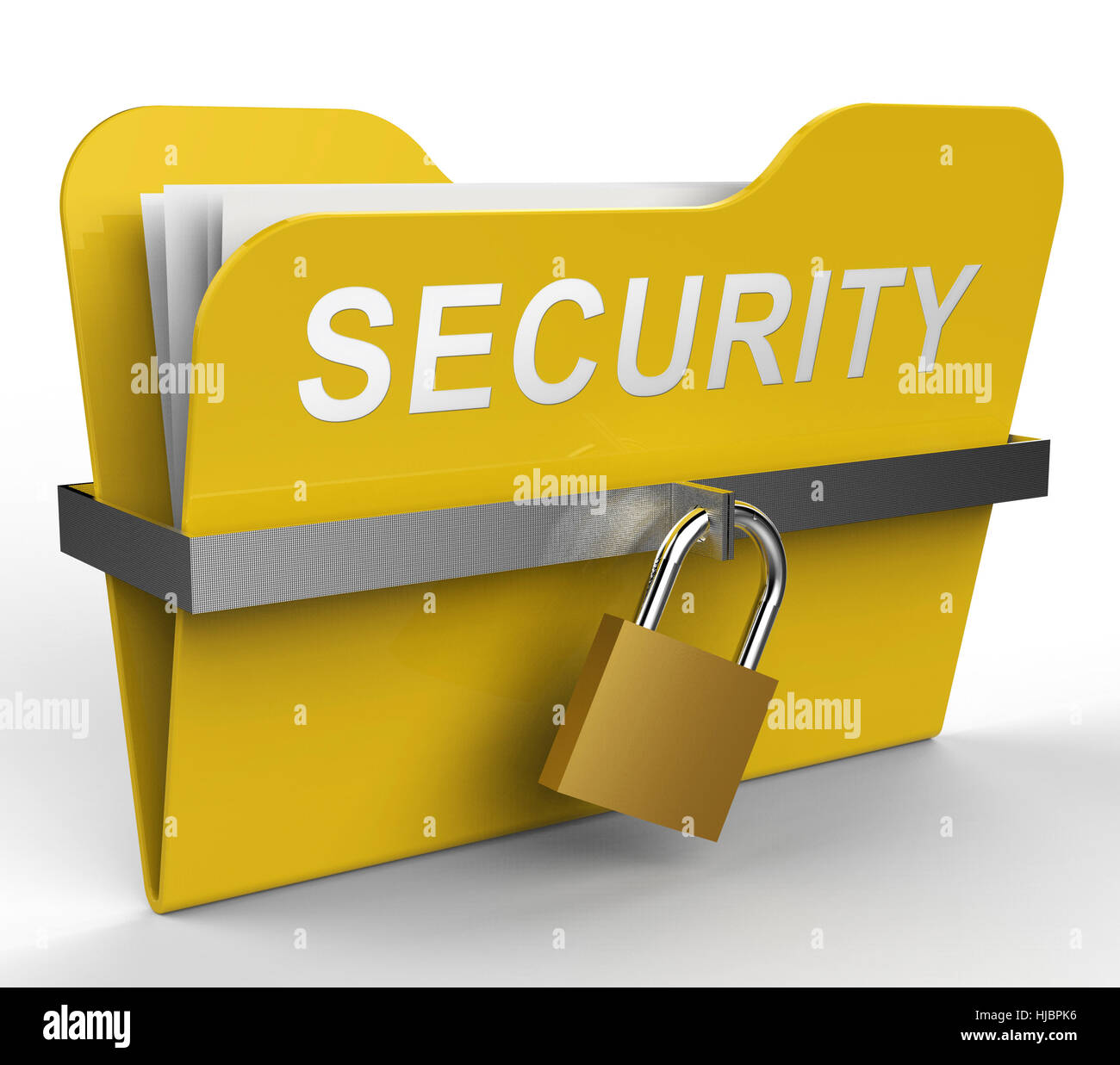 Security File Folder With Padlock Means Password Protected 3d Rendering