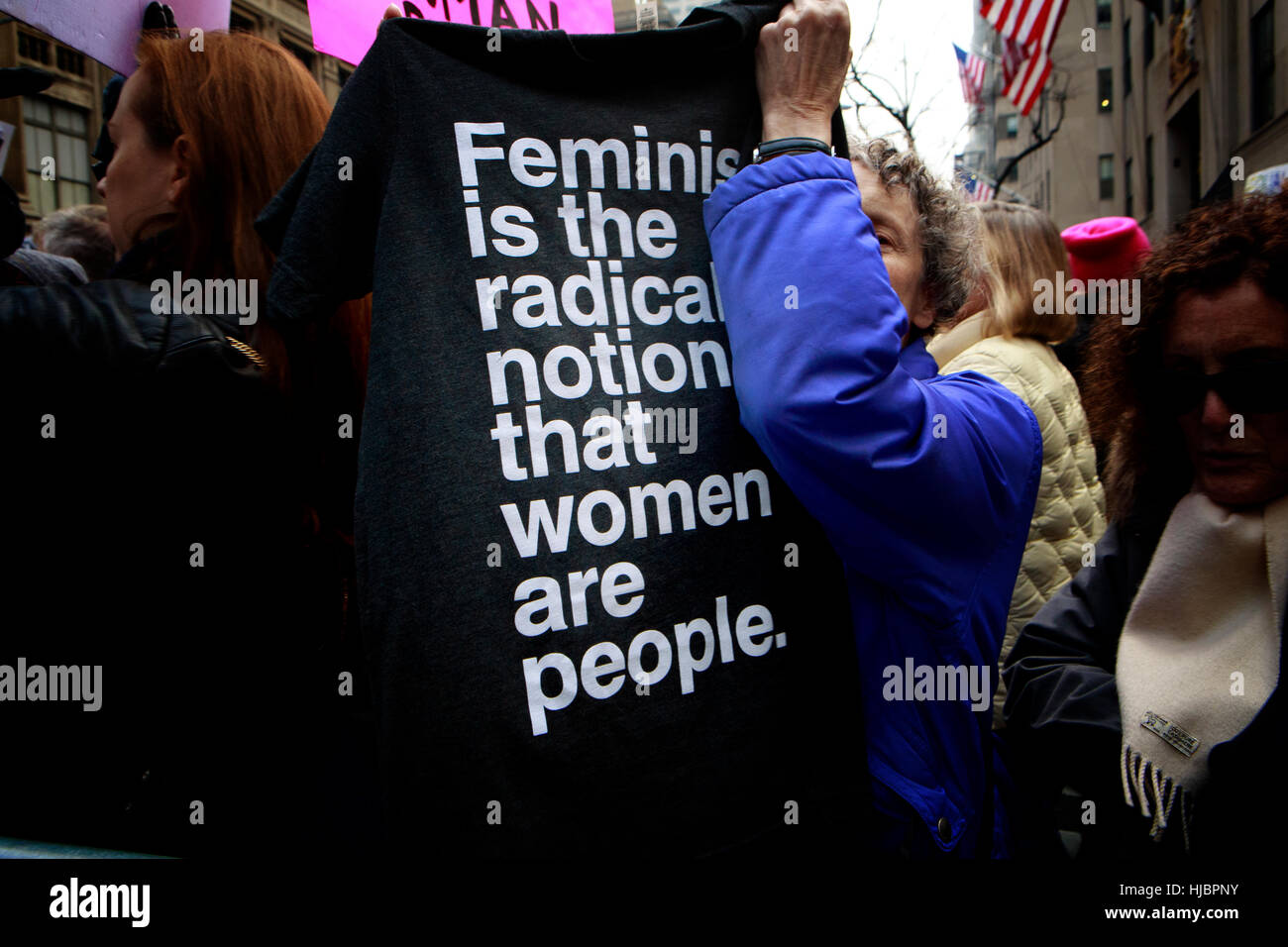 Protester's at the NYC Women's March Stock Photo