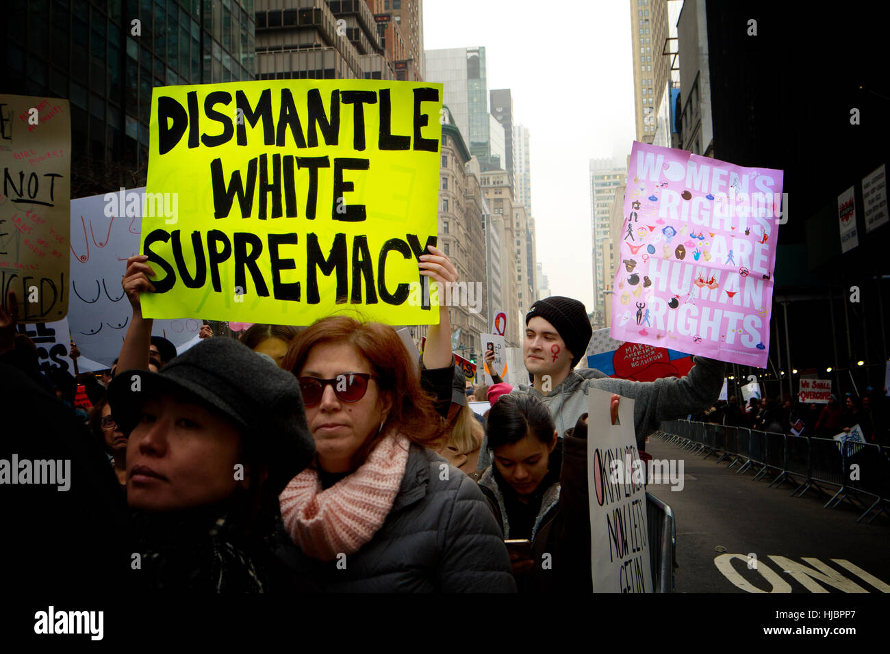 Protester's at the NYC Women's March Stock Photo