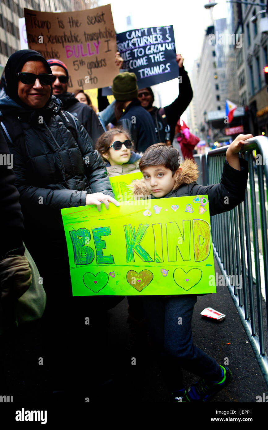Protester's at the NYC Women's March Stock Photo