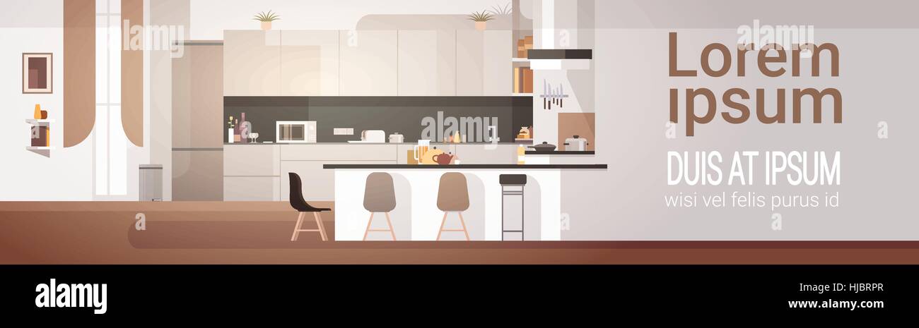 Modern Kitchen Interior Empty No People House Room Stock Vector