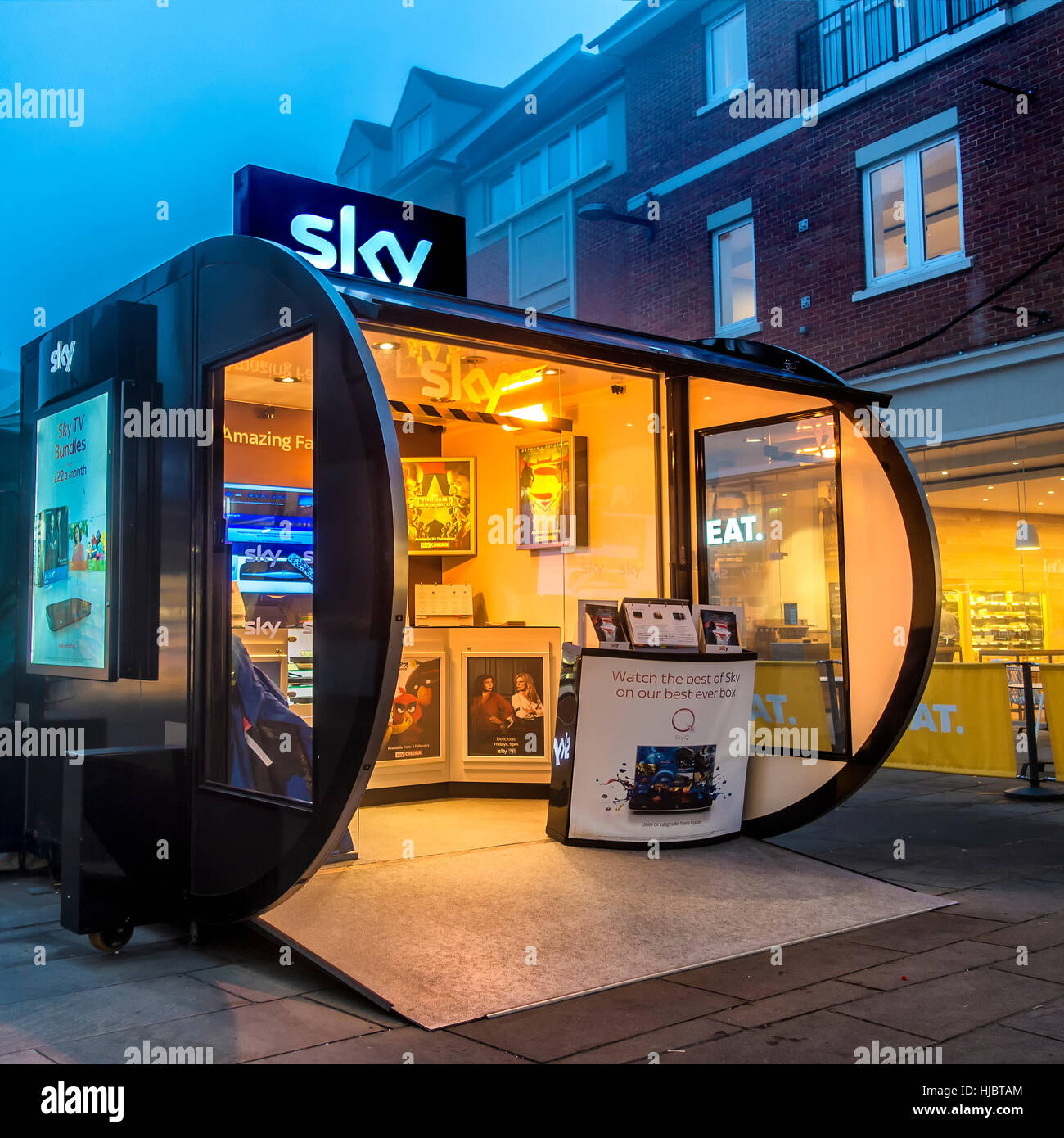 Sky Television Sales Pod Whitefriars Shopping Centre Canterbury Kent England Stock Photo
