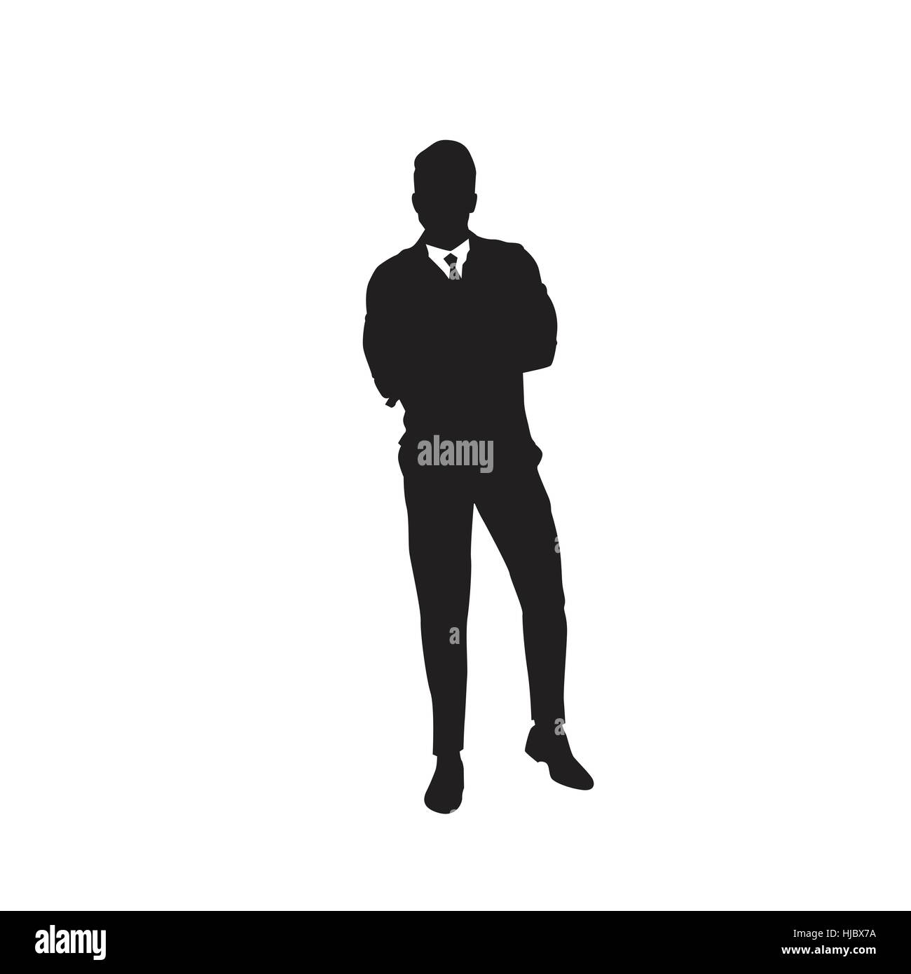 Business Man Black Silhouette Folded Hands Full Length Over White ...