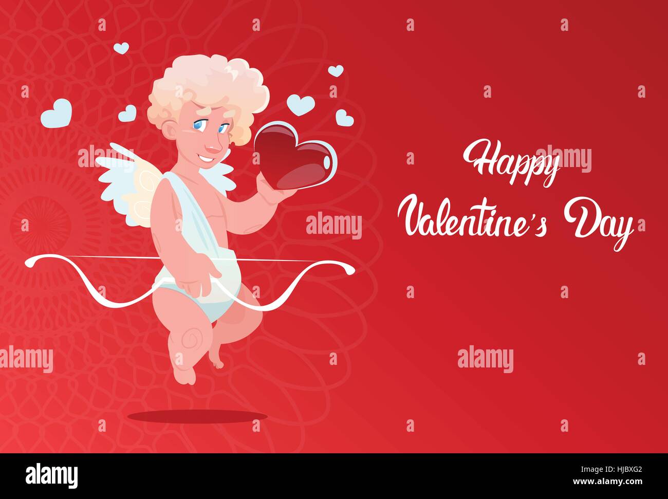 Valentine Day Gift Card Holiday Amour Love Cupid Heart Shape Stock Vector Image Art Alamy