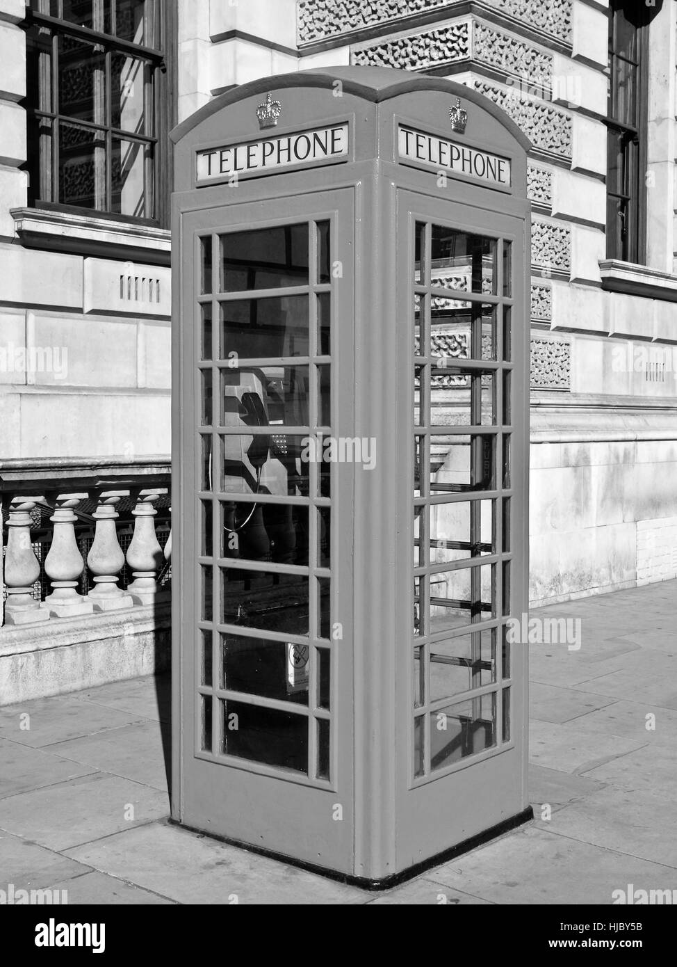 Traditional red telephone box in London UK Stock Photo Alamy