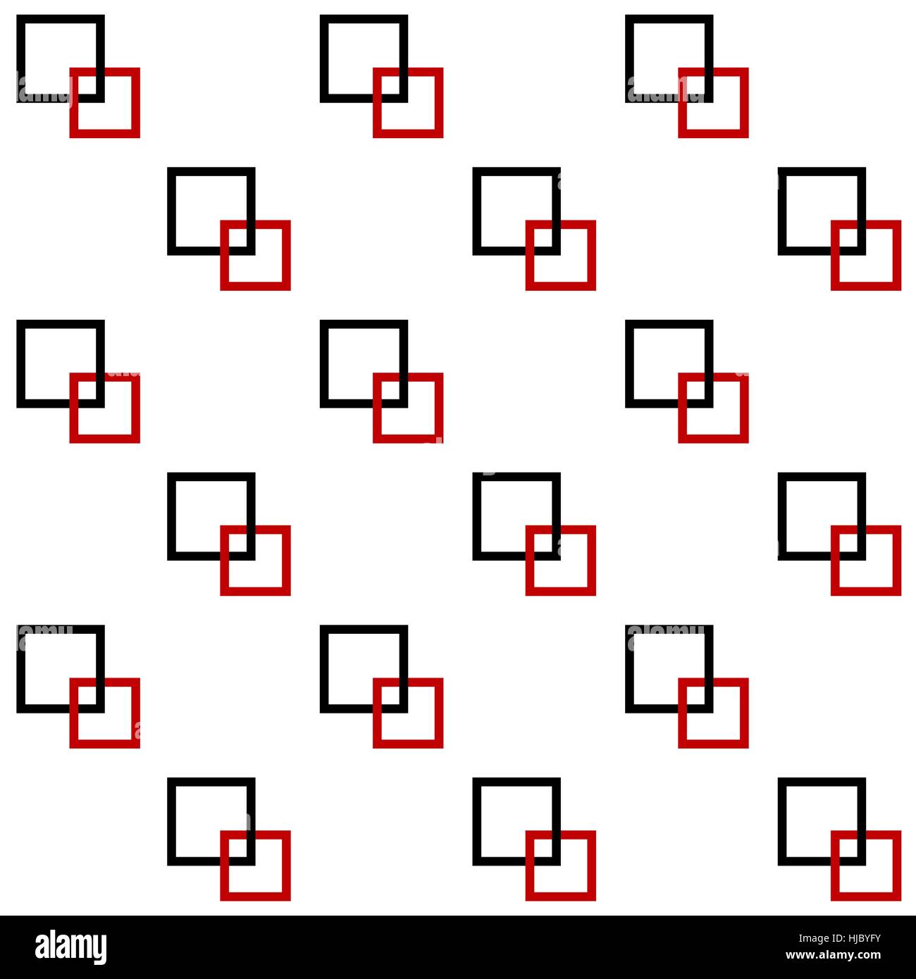 Simple interlocking squares pattern on white seamless, repeating, tile, vector Stock Vector