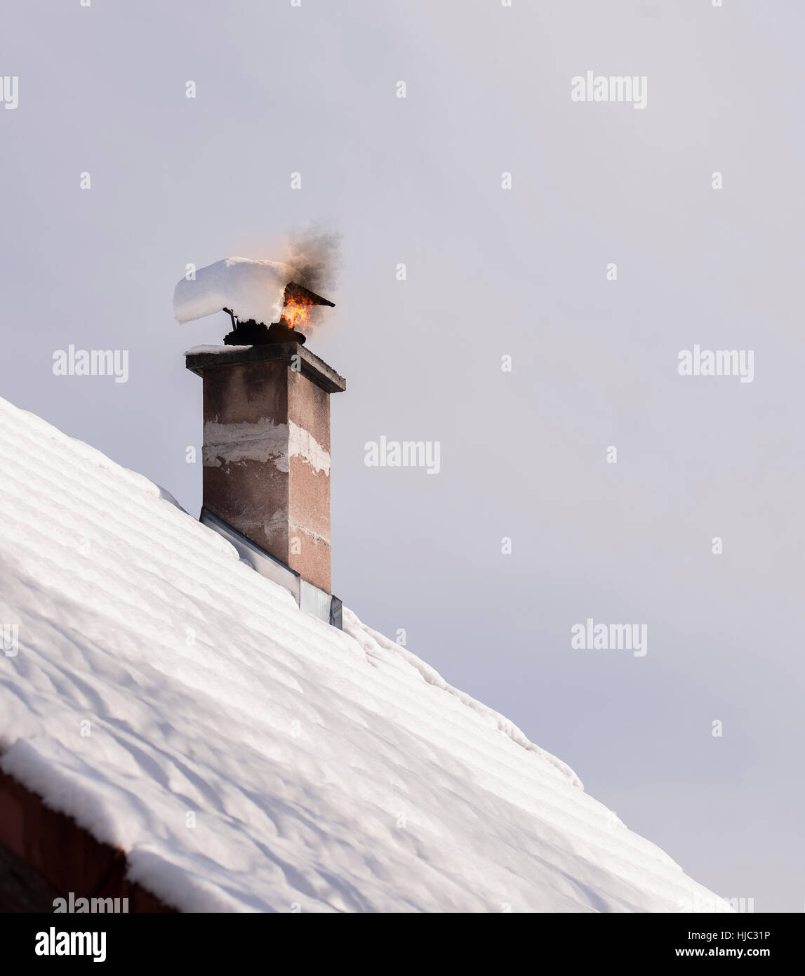Chimney with fire coming out Stock Photo Alamy