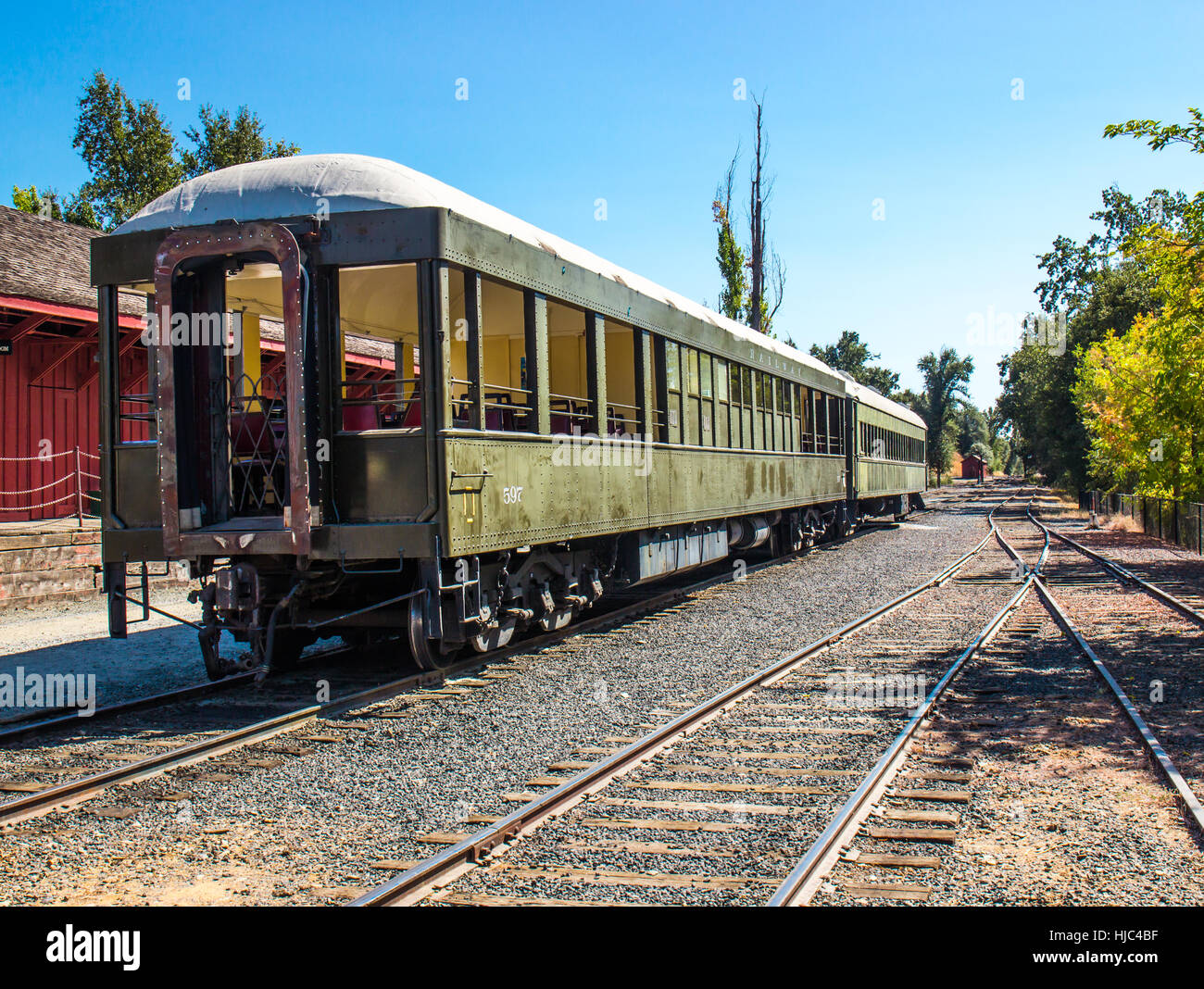Vintage Railroad Passenger Car at Train Station Stock Photo Alamy