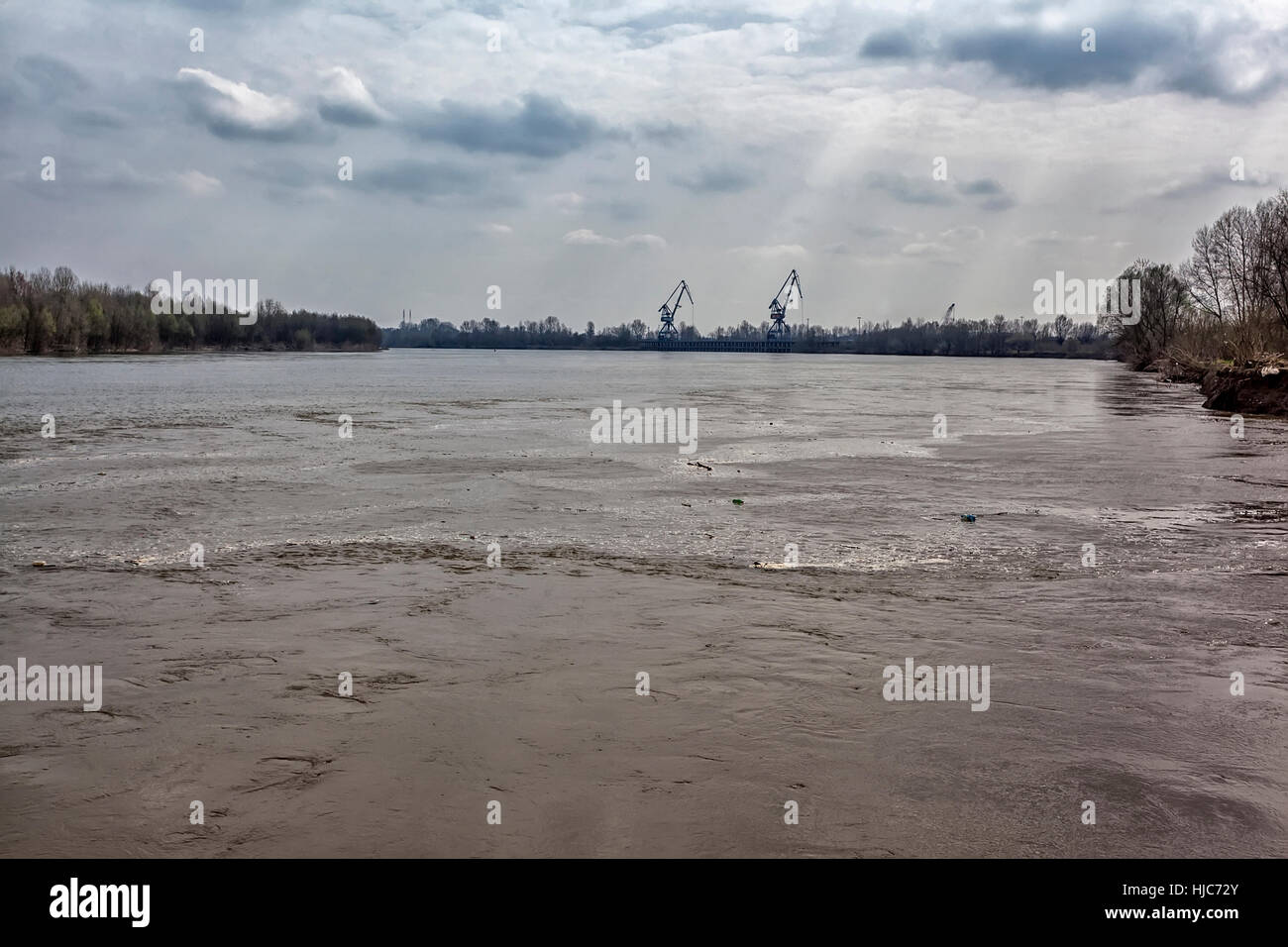 Bosanski Samac, Bosnia and Herzegovina - March 23 2015: River dock on