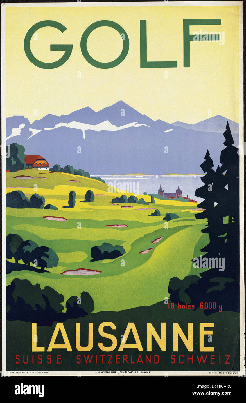 Golf. Lausanne  - Vintage travel poster 1920s-1940s Stock Photo