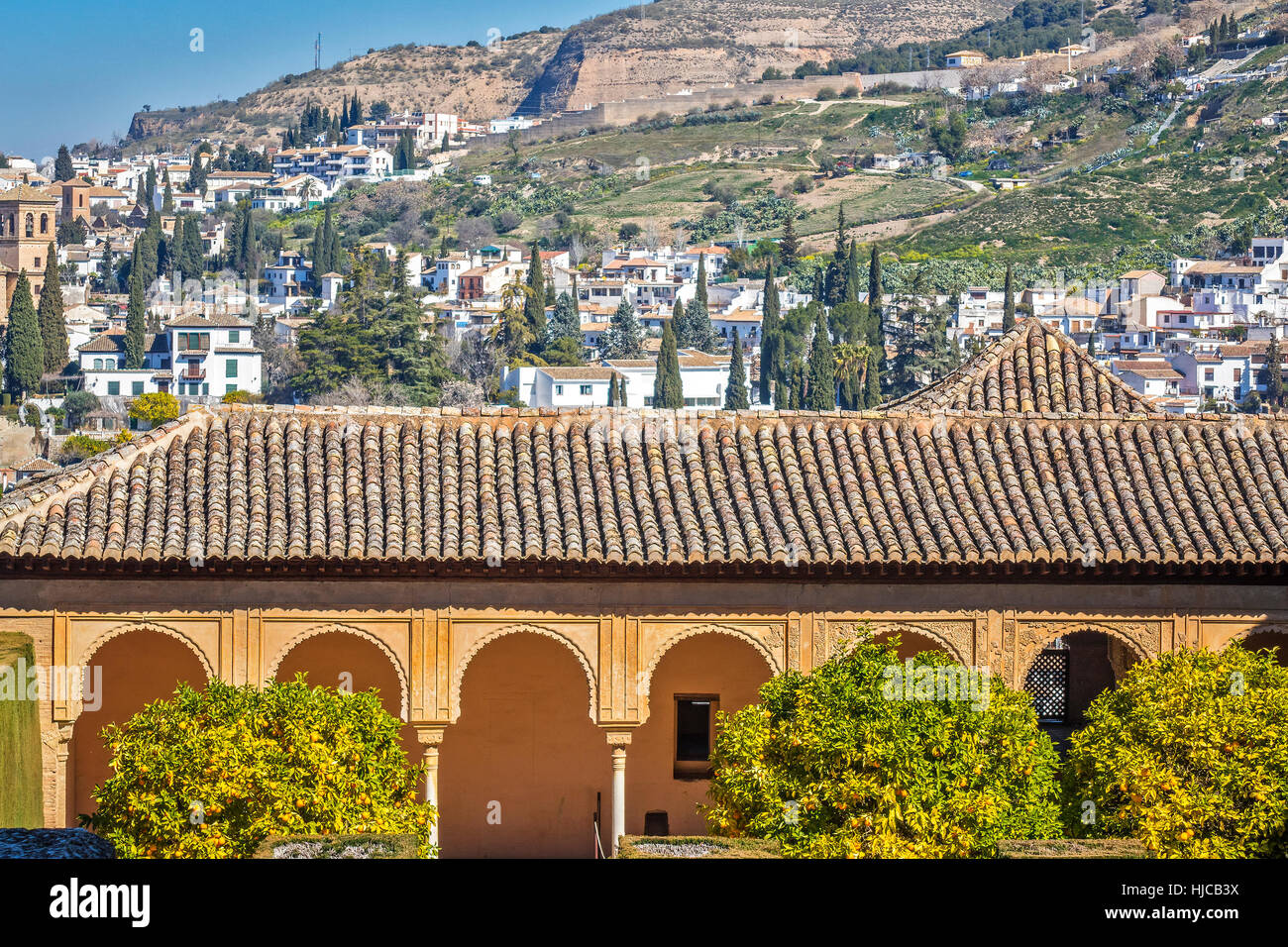 Albaycin District Houses From Alcazaba Alhambra Palace Granada Andalucia Spain Stock Photo