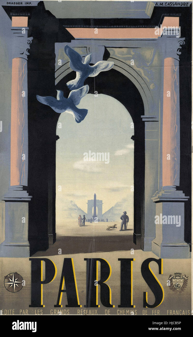 Paris  - Vintage travel poster 1920s-1940s Stock Photo