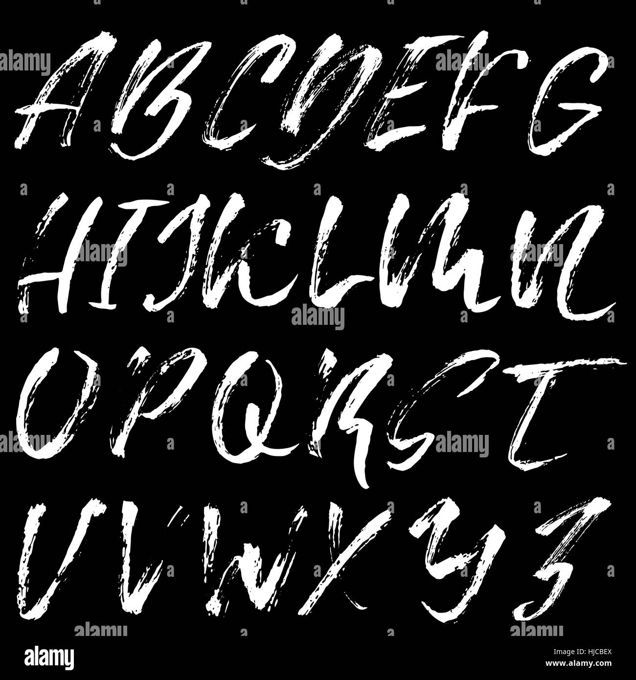 Hand drawn font made by dry brush strokes. Grunge style alphabet ...