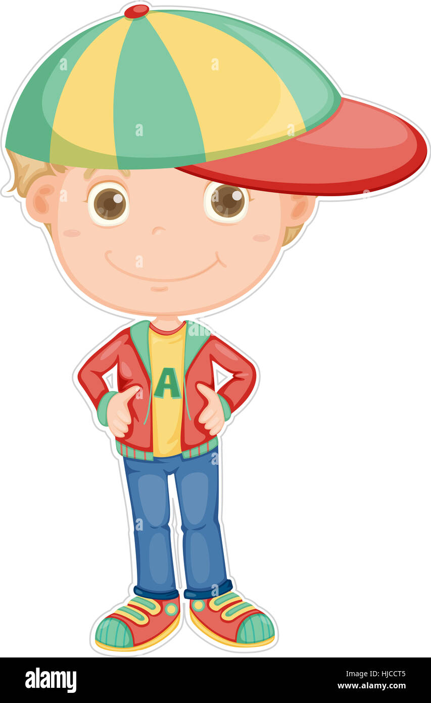 Illustration of a boy on white background Stock Photo - Alamy