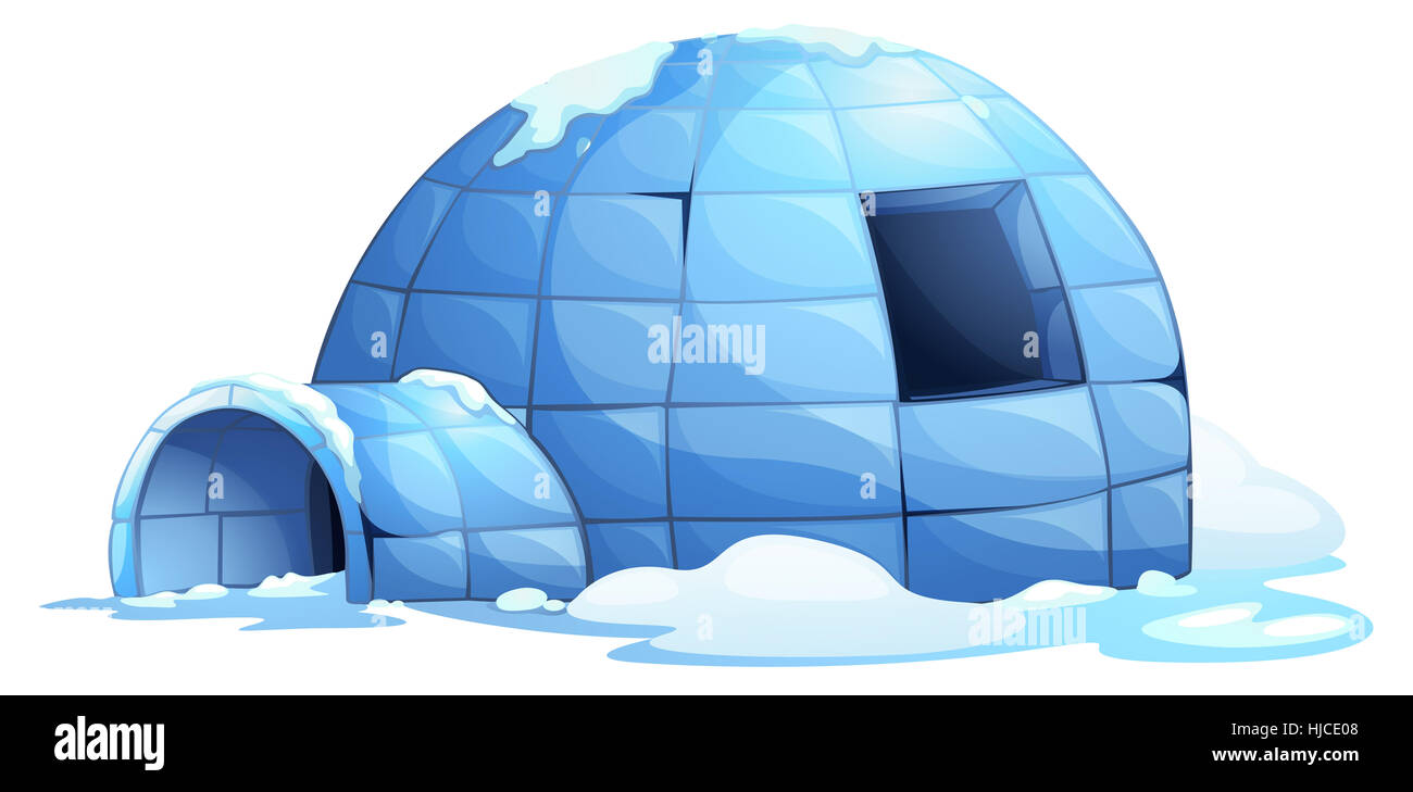 house, building, isolated, winter, graphic, dome, north pole, arctic, Stock Photo