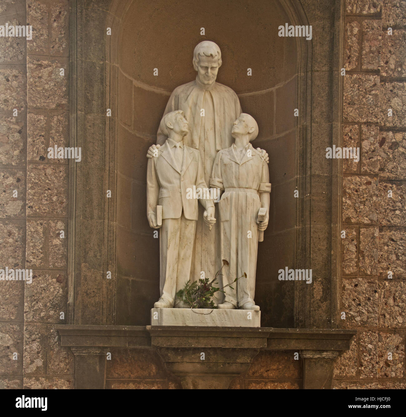 Statue in Niche, Cove, Montserrat Monastery, Abbey Santa Maria, Royal Basilica, Spain, Europe Stock Photo