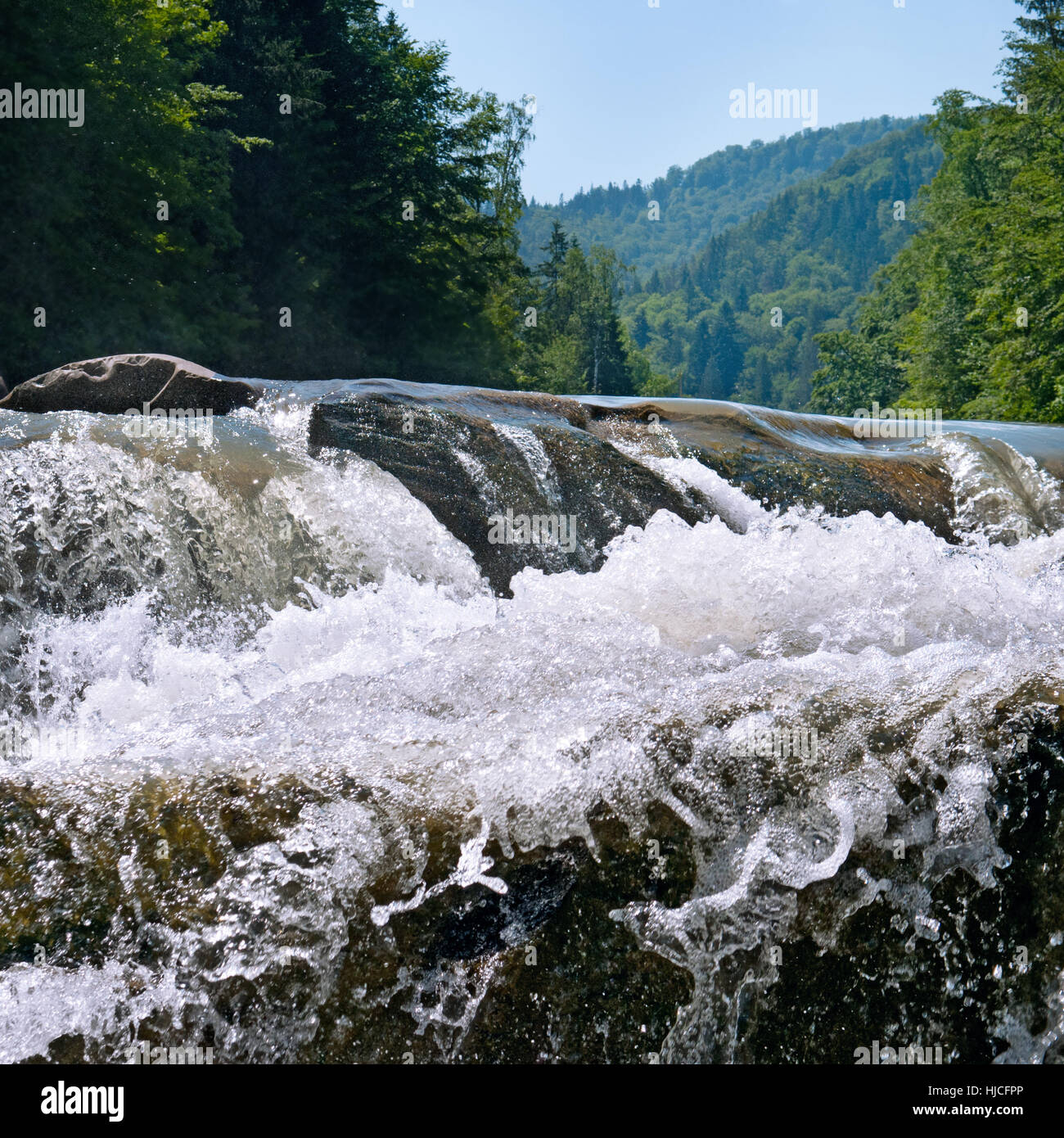 waterfall on the river in the mountains Stock Photo - Alamy