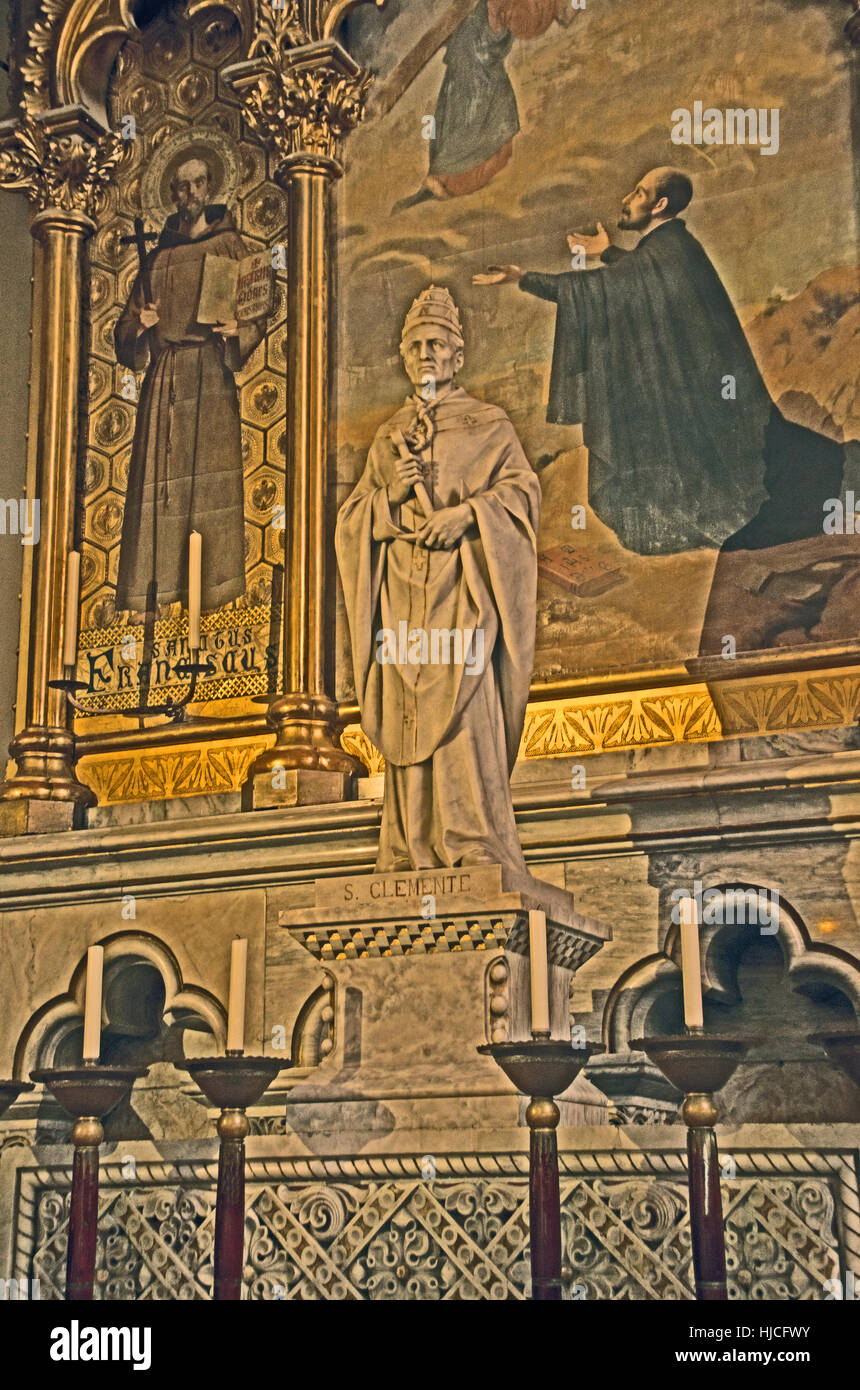 S Clemente Statue, Montserrat Monastery, Abbey Santa Maria, Royal Basilica, Spain, Europe Stock Photo