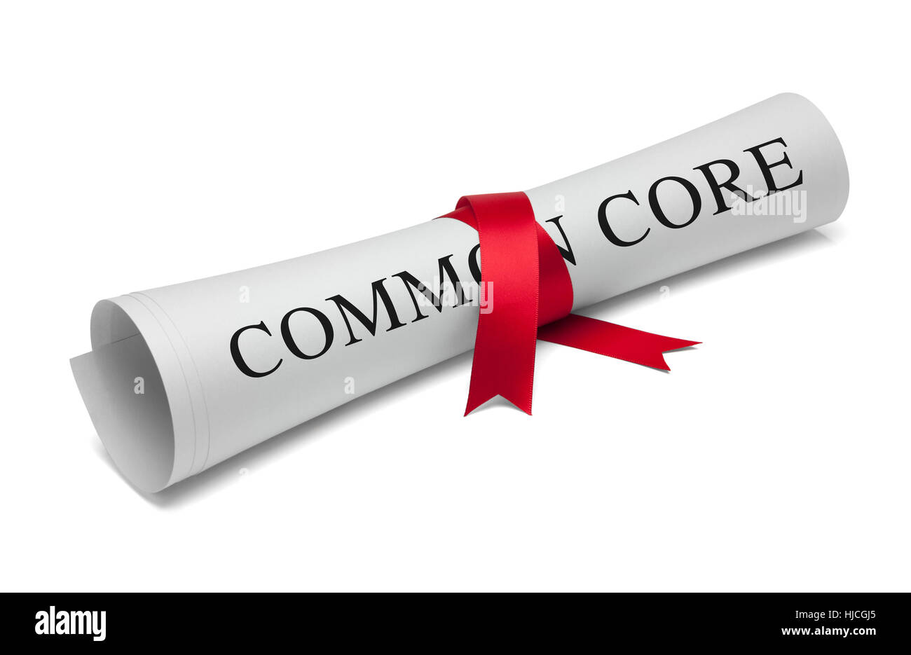Common Core Degree with Red Ribbon Isolated on White Background. Stock Photo