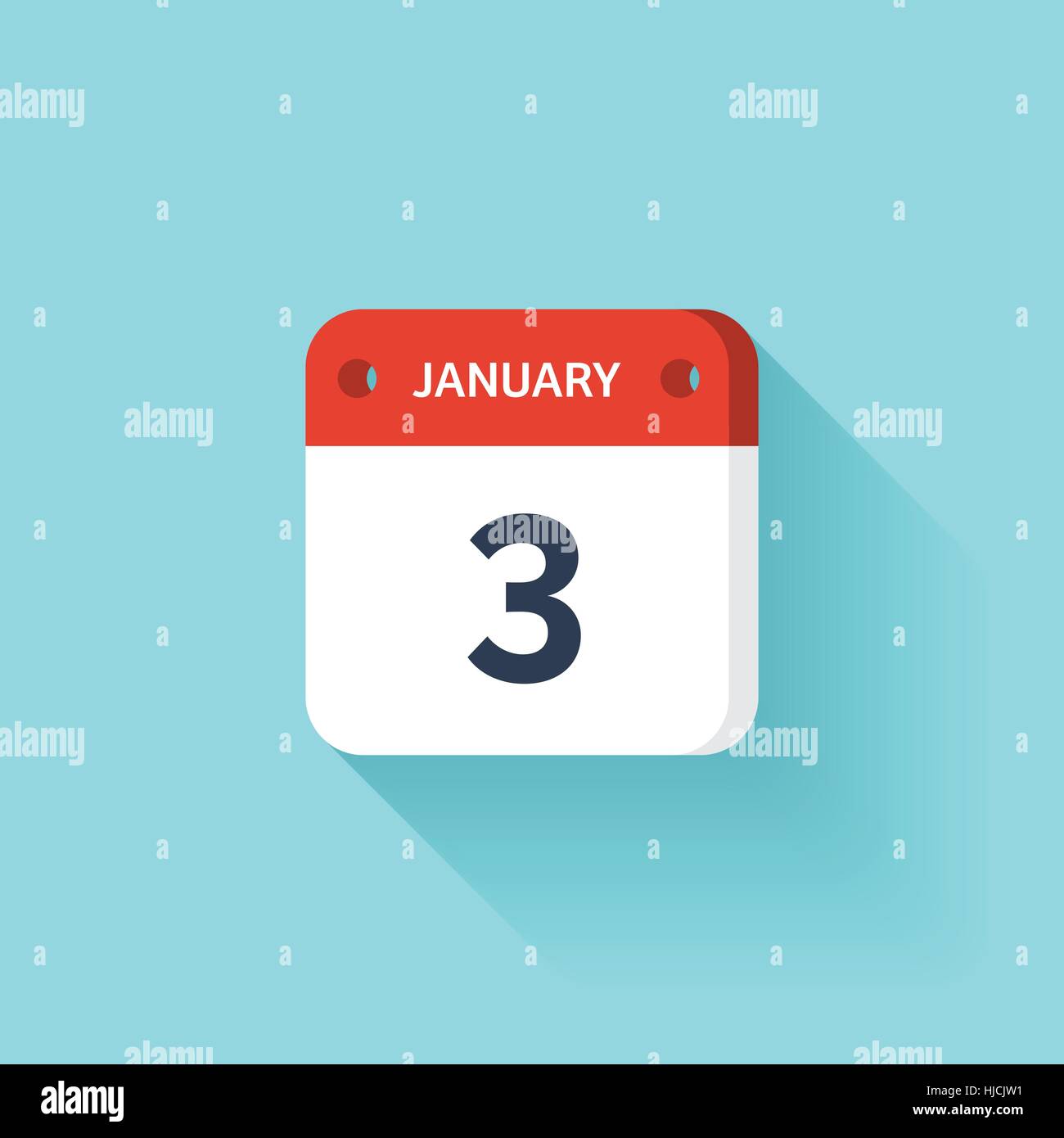 January 3. Isometric Calendar Icon With Shadow.Vector Illustration,Flat ...