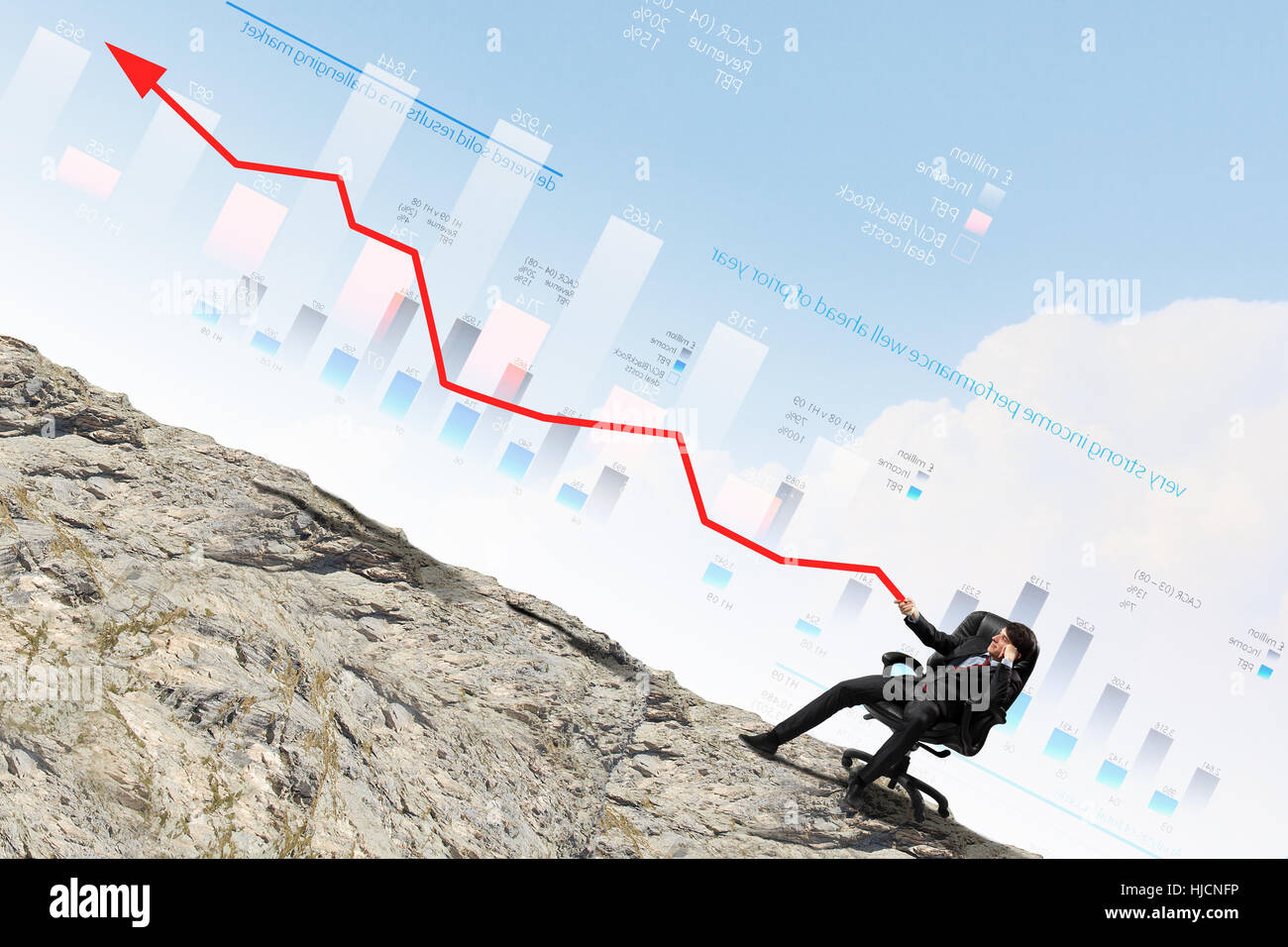 Pulling Chart Example Image of young businessman pulling graph. Chart growth concept Stock ...