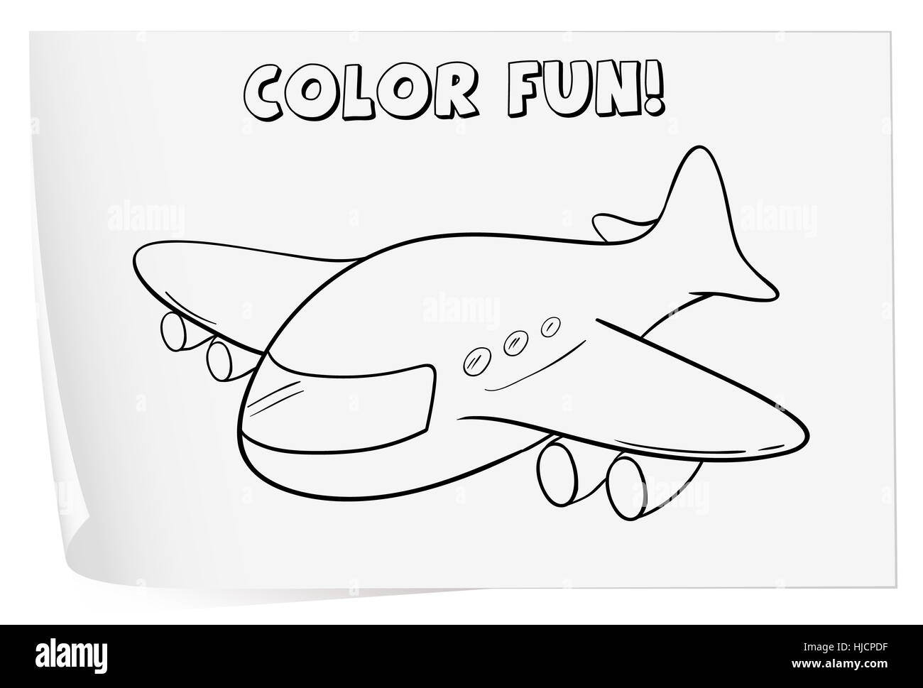 Illustration of a colouring worksheet (plane Stock Photo - Alamy