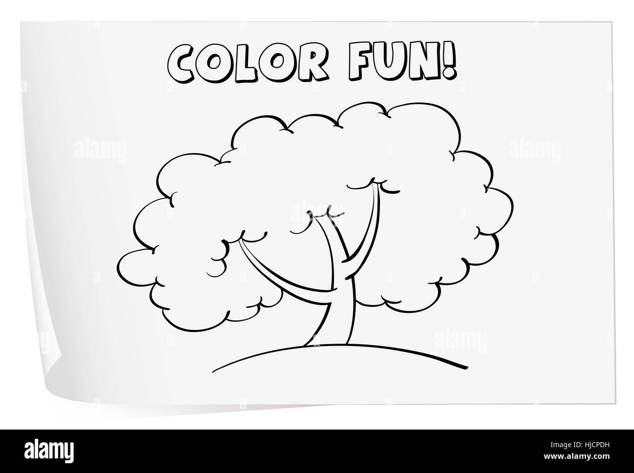 Illustration of a colouring worksheet (tree Stock Photo - Alamy