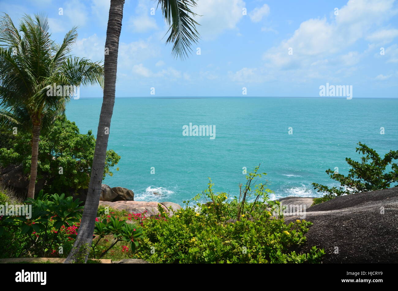 rock, palms, thailand, turquoise blue, firmament, sky, salt water, sea, ocean, Stock Photo