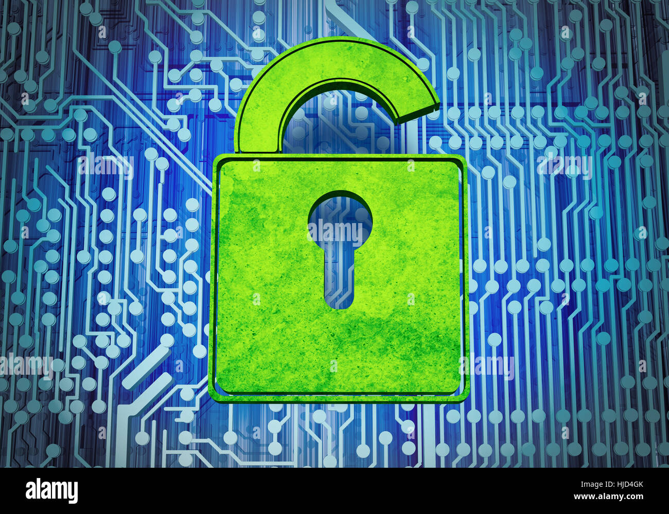 Conceptual digital image of lock on circuit background Stock Photo - Alamy